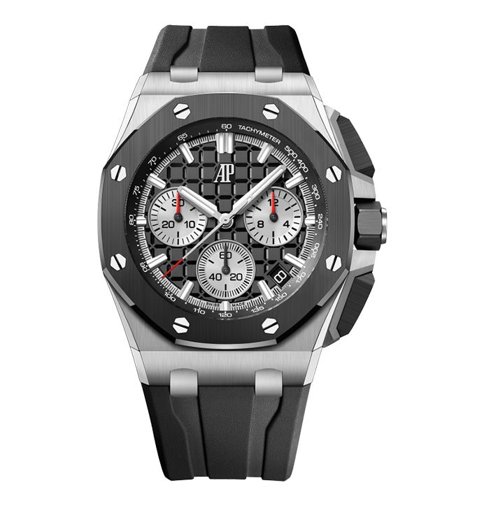 12905.jpg 43mm Chronograph Stainless Steel Ceramic “Méga Tapisserie” Black Dial - Image 1