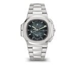 41mm Blue Gradiant Travel Time Chrono Dial Stainless Steel Bracelet