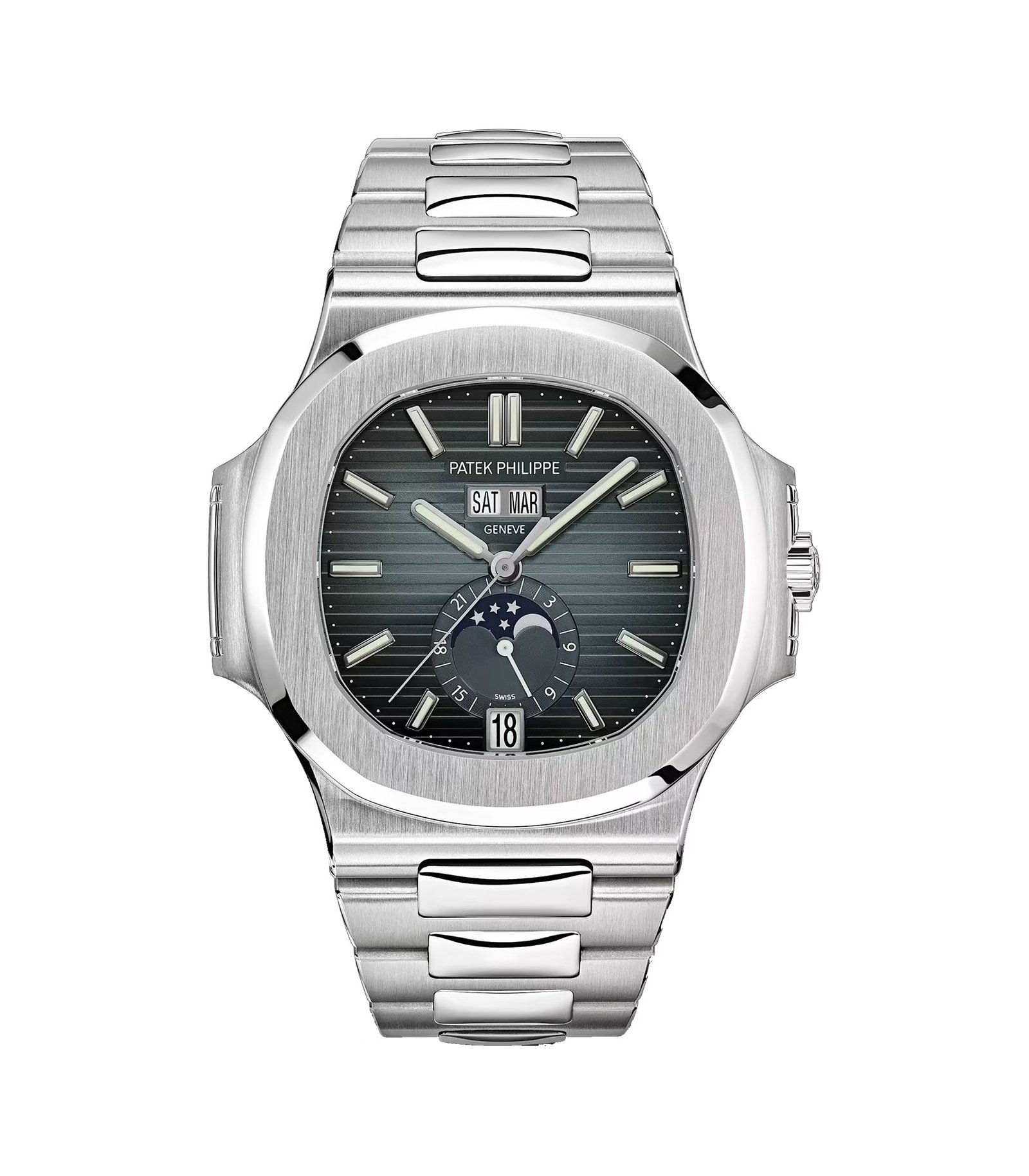 57261a-14-1.jpg 41mm Annual Calendar Moon Phase Steel Blue-Gray Dial - Image 1