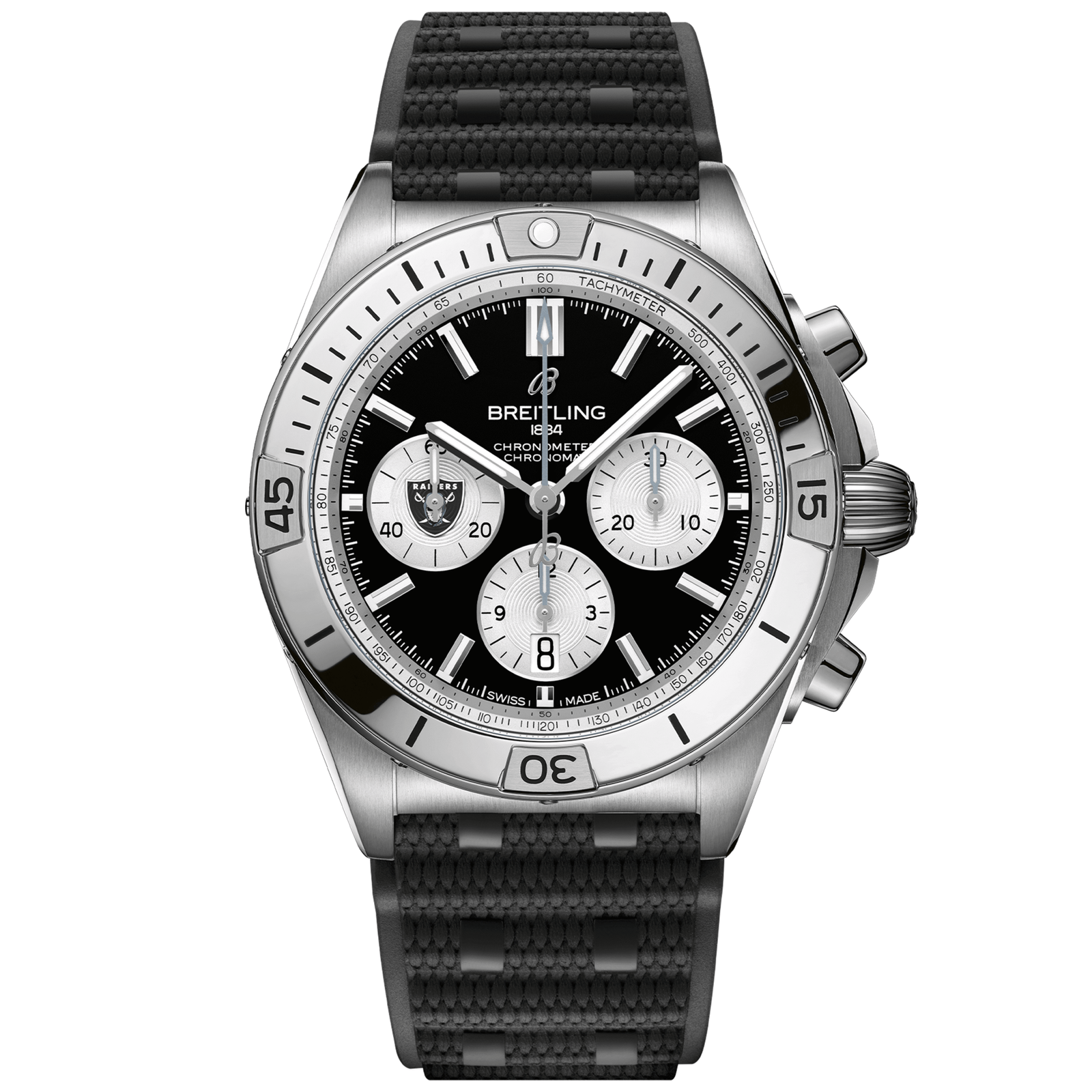 Chronomat_B0142_AB01342B1B1S1_RUBBER_LAS_VEGAS_RAIDERS_DIGITAL-scaled-1.png Chronomat B01 42 NFL Las Vegas Raiders Edition AB01342B1B1S1 - Image 1