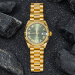 Rolex Ladies 31mm 18K Yellow Gold Datejust 278278 with Green Roman Diamond Dial and President Bracelet - Image 5