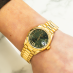 Rolex Ladies 31mm 18K Yellow Gold Datejust 278278 with Green Roman Diamond Dial and President Bracelet - Image 6