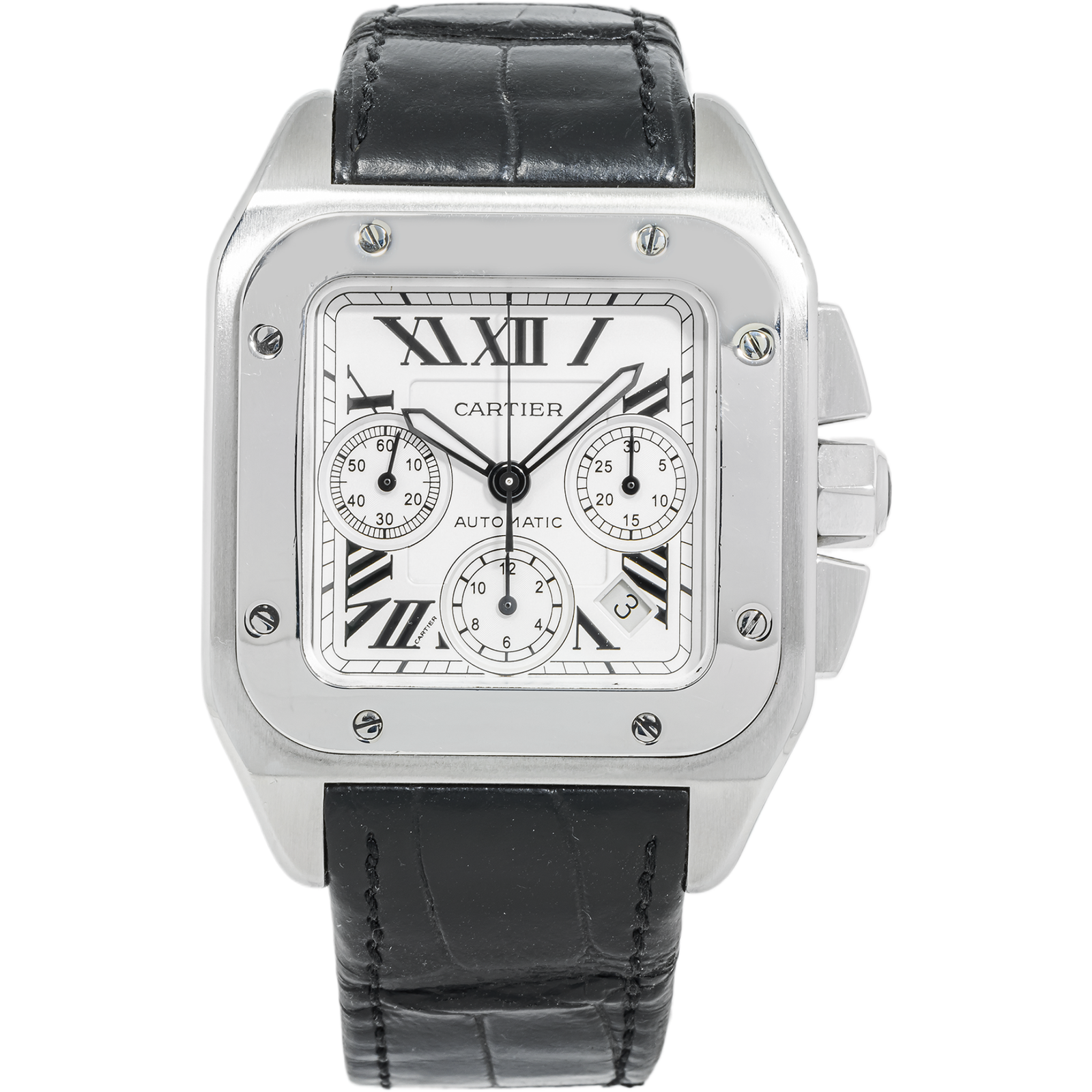 Pre-Owned-Cartier-Santos-Galbee-W20090X8-with-Leather-Strap-JD-Watches-NY.png Cartier Santos Galbée W20090X8 29mm Dial with Leather Strap - Image 1