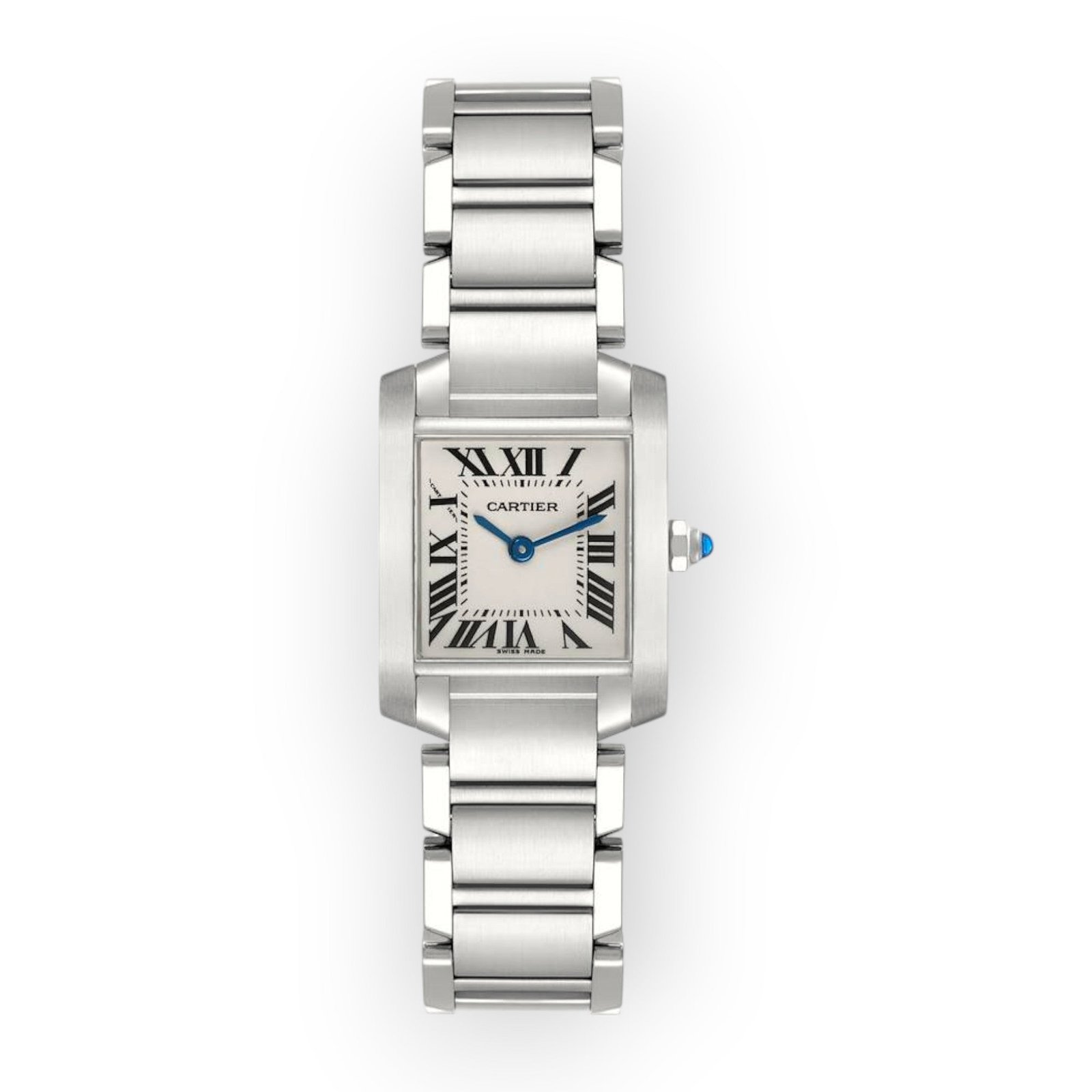 Pre-Owned-Cartier-Tank-Francaise-Small-Watch-W51008Q3-25mm-White-Dial-JD-Watches-NY.jpg Cartier Tank Francaise Small Watch W51008Q3 25mm White Dial - Image 1