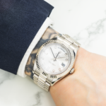 Rolex 18K White 41mm Gold Day-Date II with Silver Baguette and Diamond Dial, President Braclet - Image 6
