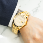 Rolex 18K Yellow Gold Day Date II with Champagne Baguette and Diamond - Image 6