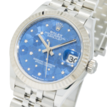 Rolex Ladies 31mm Stainless Steel & White Gold Datejust with Azzurro Blue Floral Motif Dial and Jubilee Bracelet - Image 2