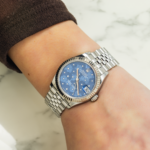 Rolex Ladies 31mm Stainless Steel & White Gold Datejust with Azzurro Blue Floral Motif Dial and Jubilee Bracelet - Image 6