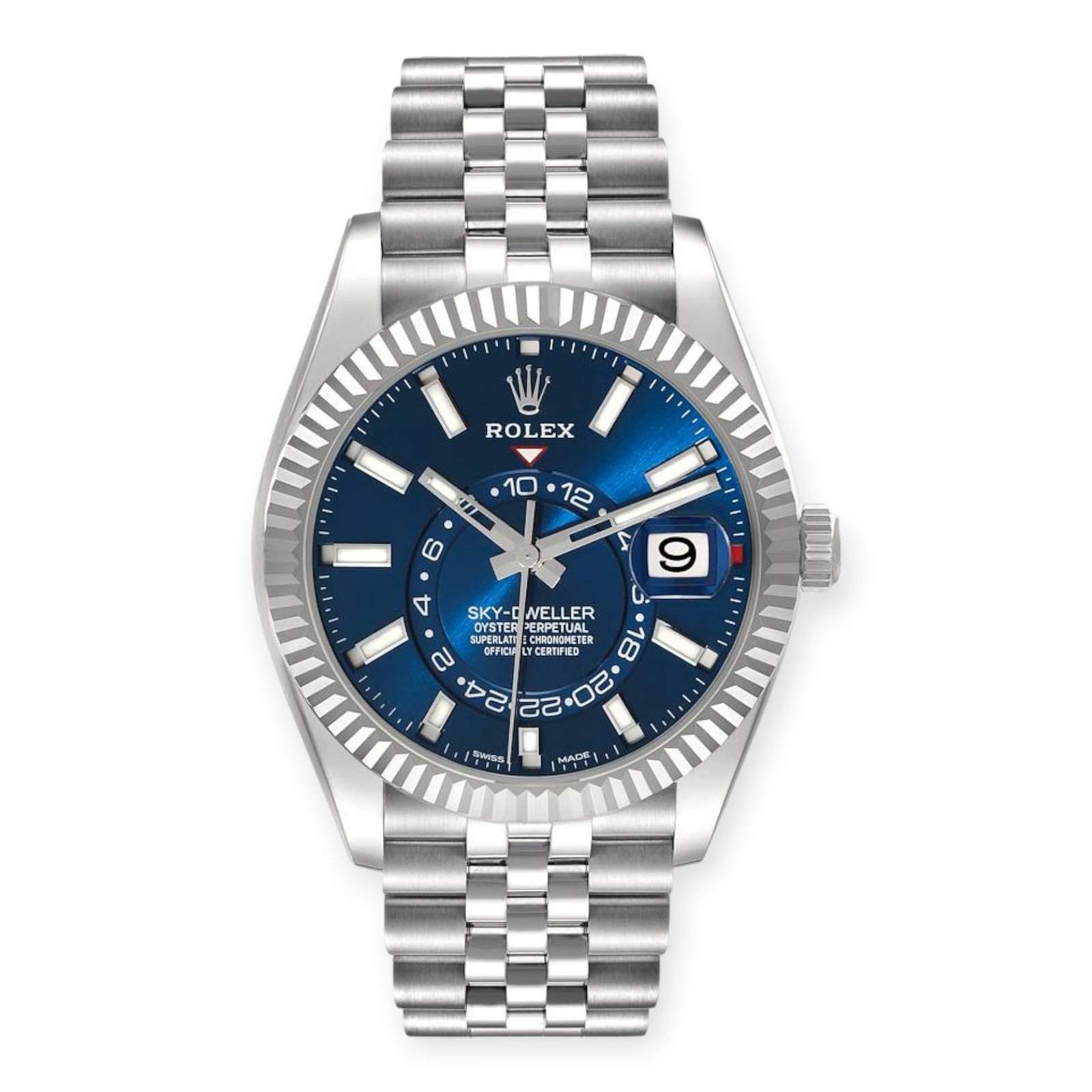 Pre-Owned-Rolex-Sky-Dweller-Stainless-Steel-Blue-Dial-Jubilee-Bracelet-326934-JD-Watches-NY.jpg Rolex Sky Dweller Stainless Steel Blue Dial Jubilee Bracelet 326934 - Image 1