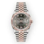 Rolex Steel and Everose Datejust 36 Watch 126231 Dark Rhodium Roman Dial - Jubilee Bracelet