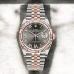 Rolex Steel and Everose Datejust 36 Watch 126231 Dark Rhodium Roman Dial - Jubilee Bracelet - Image 2