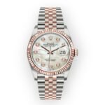 Rolex Steel and Everose Rolesor Datejust 36 Watch 126231 White Mother-Of-Pearl Diamond Dial - Jubilee Bracelet