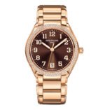 36mm 18k Rose Gold Sunburst Brown Dial Diamond Bezel Bracelet