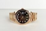 Rolex Day-Date 36 Rose Gold Brown Ombre Diamond Dial & Fluted Bezel President Bracelet 128235 - Image 3