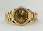Rolex Day-Date 41 Yellow Gold Champagne Diamond Dial & Fluted Bezel President Bracelet - 218238 - Image 4