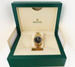 Rolex Day-Date II Yellow Gold 41mm Black Roman Fluted President Bracelet 218238 - Image 2