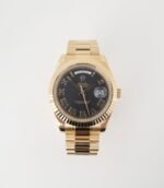 Rolex Day-Date II Yellow Gold 41mm Black Roman Fluted President Bracelet 218238 - Image 4