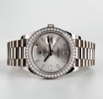 Rolex White Gold Day-Date 40 Watch - White Gold Bezel - Silver Baguette Diamond Dial - President Bracelet - 228349RBR sbdp - Image 4